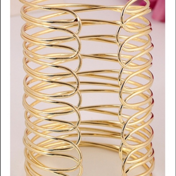 Goldtone adjustable openwork cuff bracelet - Picture 3 of 5